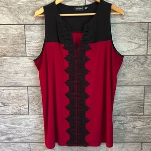 Tempted Women’s Sleeveless Top, Size 1X, Dark Red/Black